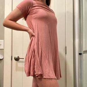 pink t-shirt dress